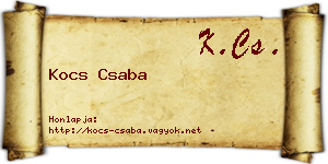 Kocs Csaba névjegykártya